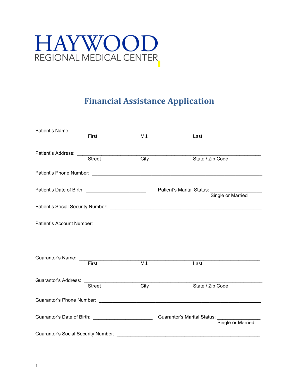 Financial Assistance Application