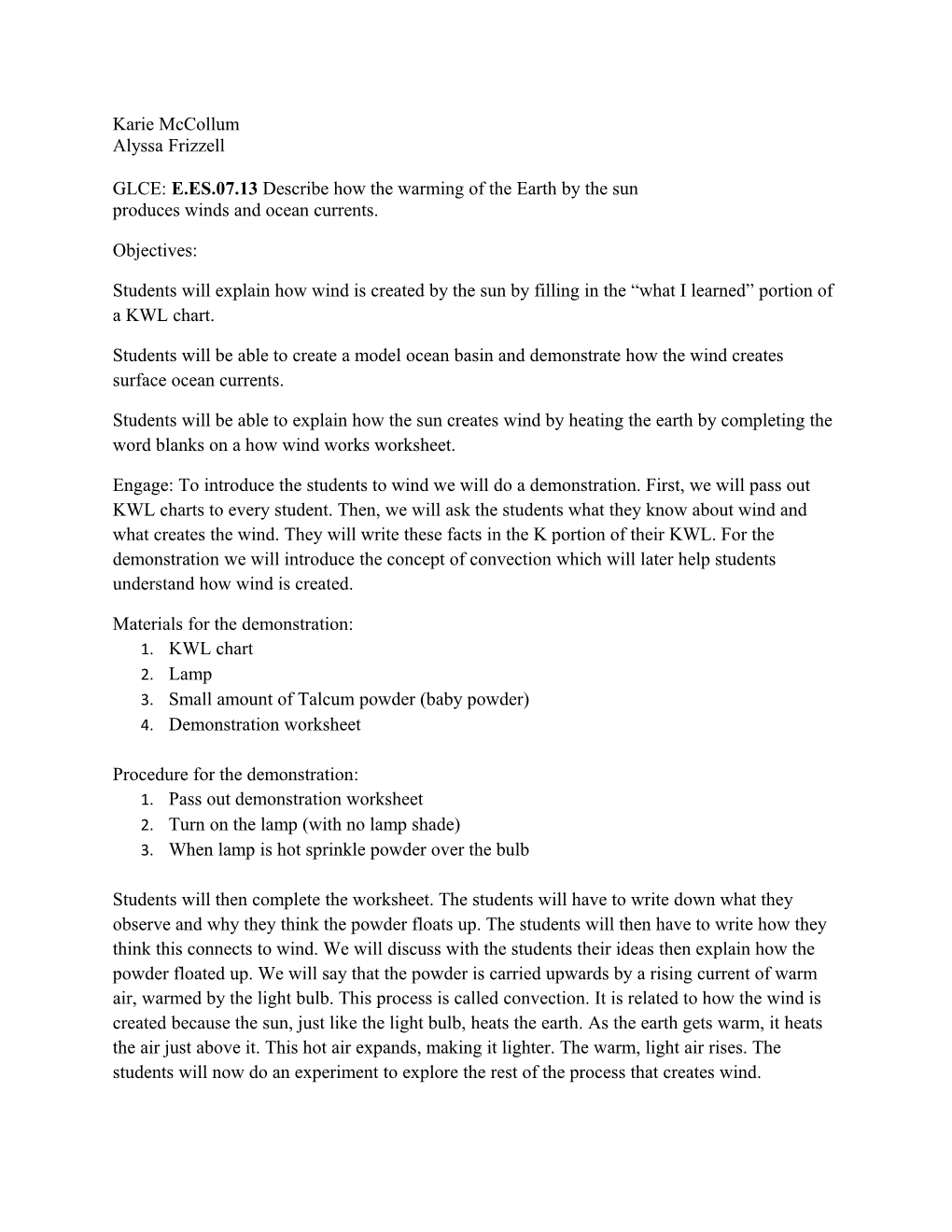 GLCE: E.ES.07.13 Describe How the Warming of the Earth by the Sun