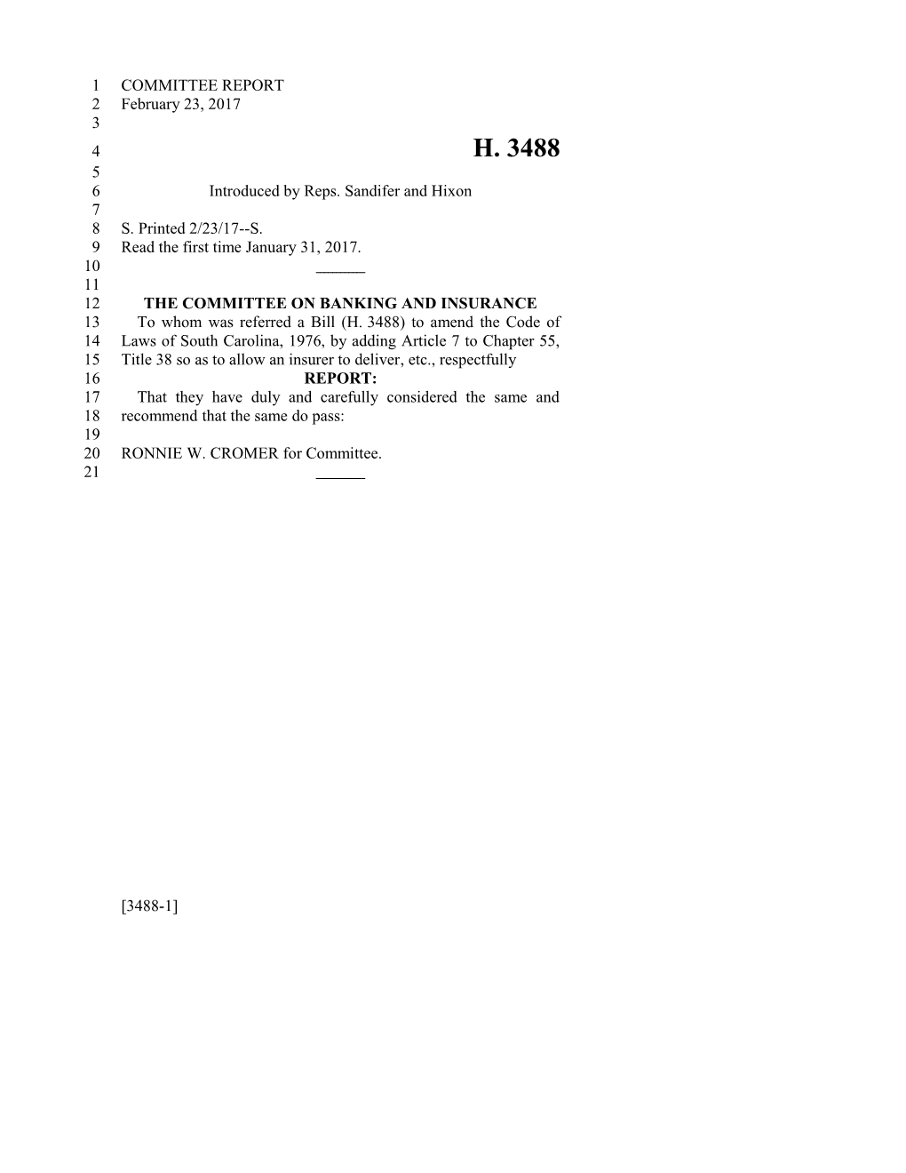 2017-2018 Bill 3488 Text of Previous Version (Feb. 23, 2017) - South Carolina Legislature Online