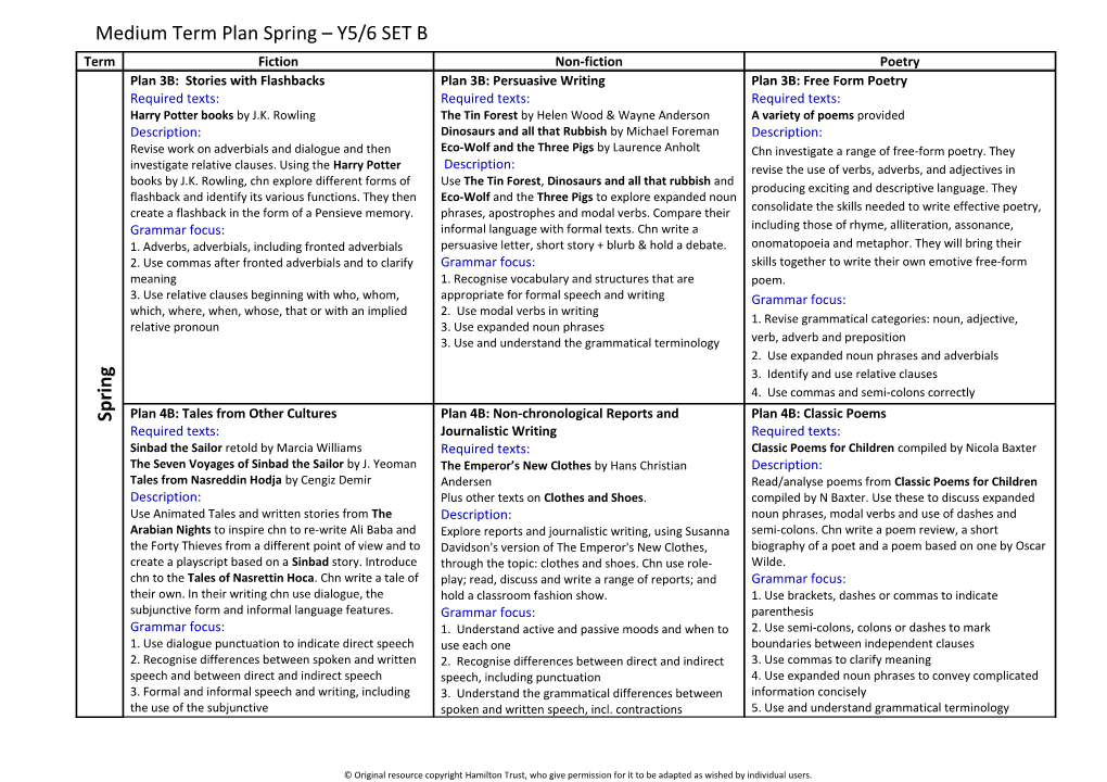 Long Term Plan Y2 (NB Some Parts of This Overview Are in Outline Only at This Stage s6