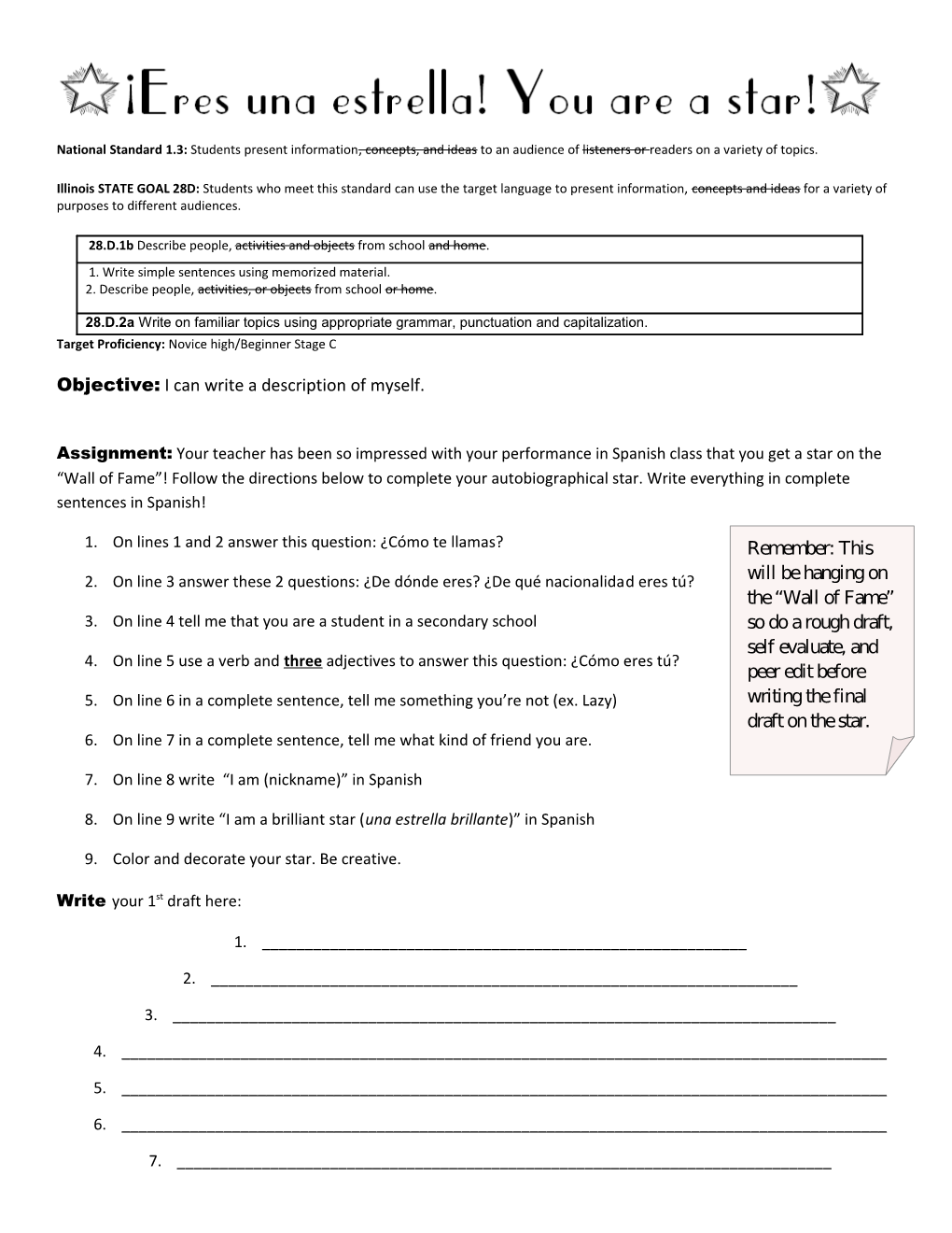 National Standard 1.3: Students Present Information, Concepts, and Ideas to an Audience