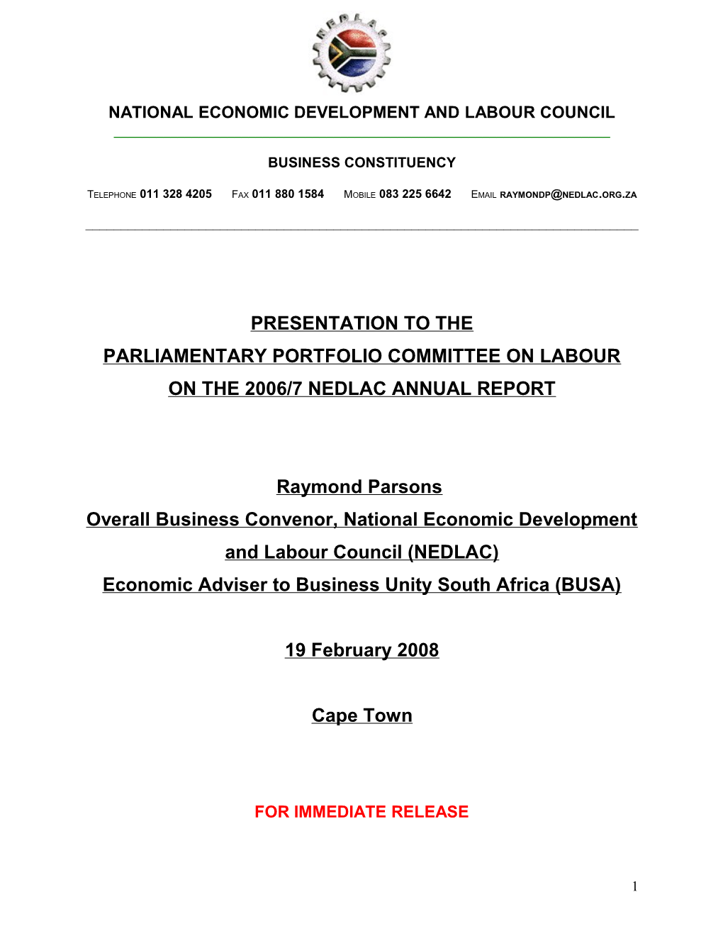 National Economic Development and Labour Council