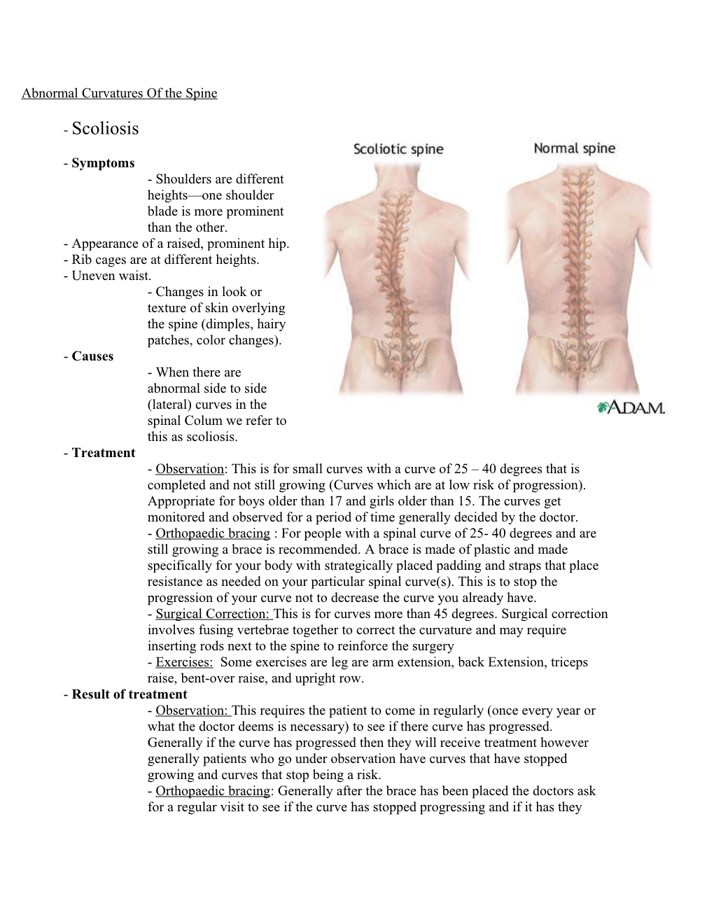 Abnormal Curvatures of the Spine