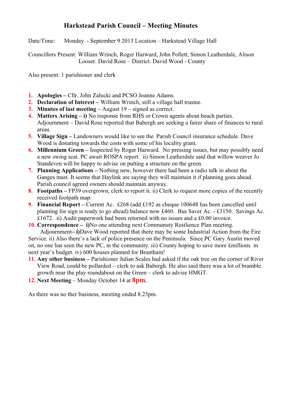 Harkstead Parish Council Meeting Minutes s2