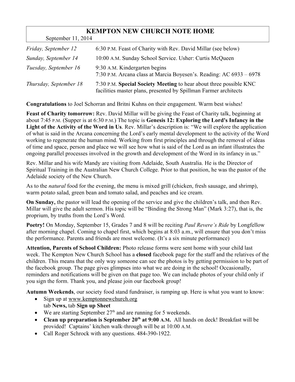 KEMPTON NEW CHURCH NOTE HOME September 11, 2014Page 1