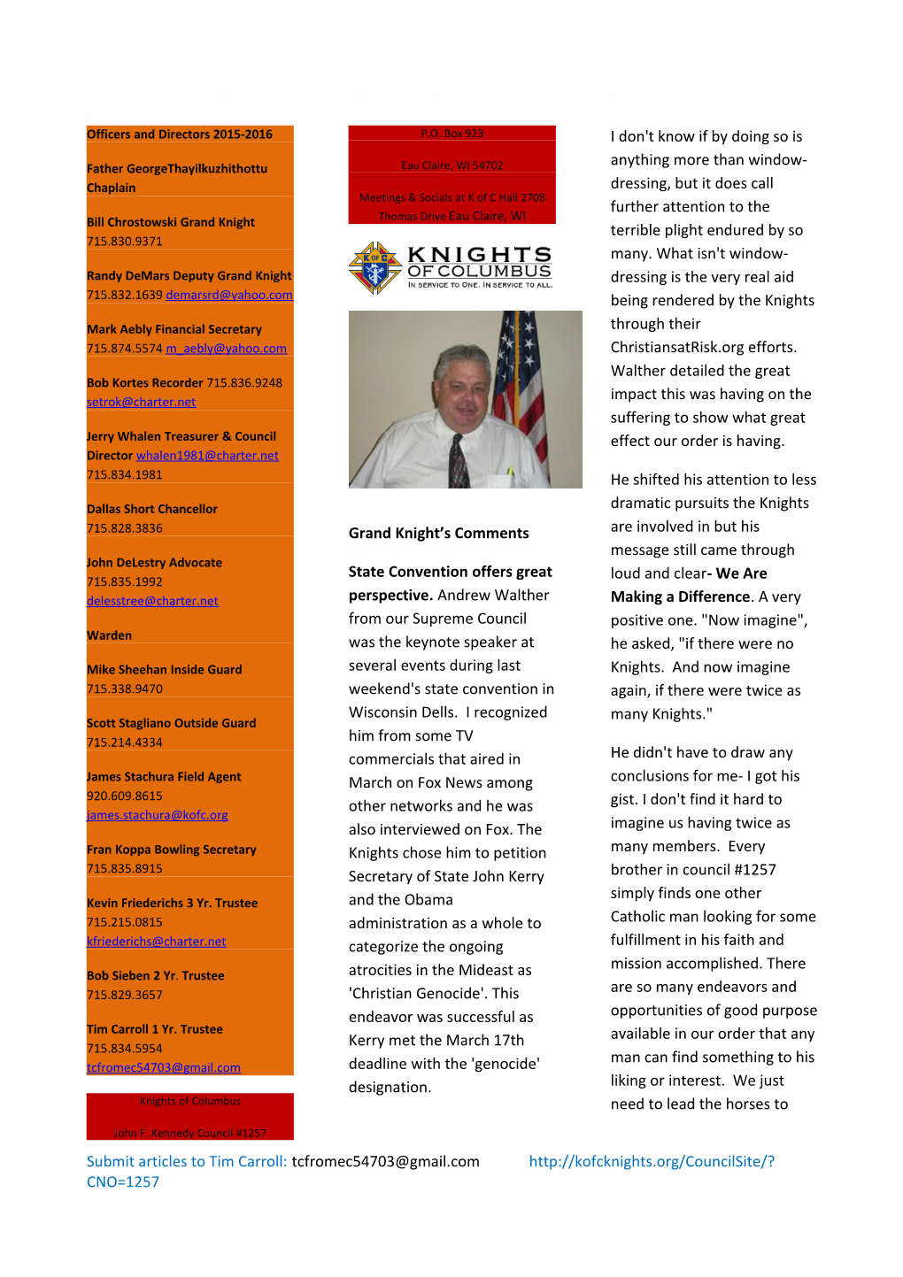 Knights of Columbus John F Kennedy Council 1257 Newsletter