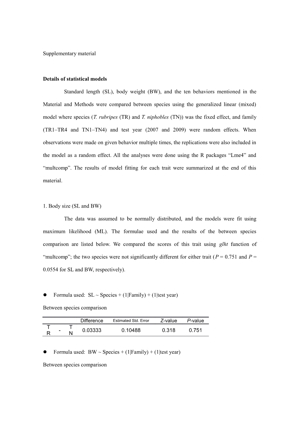 Details of Statistical Models