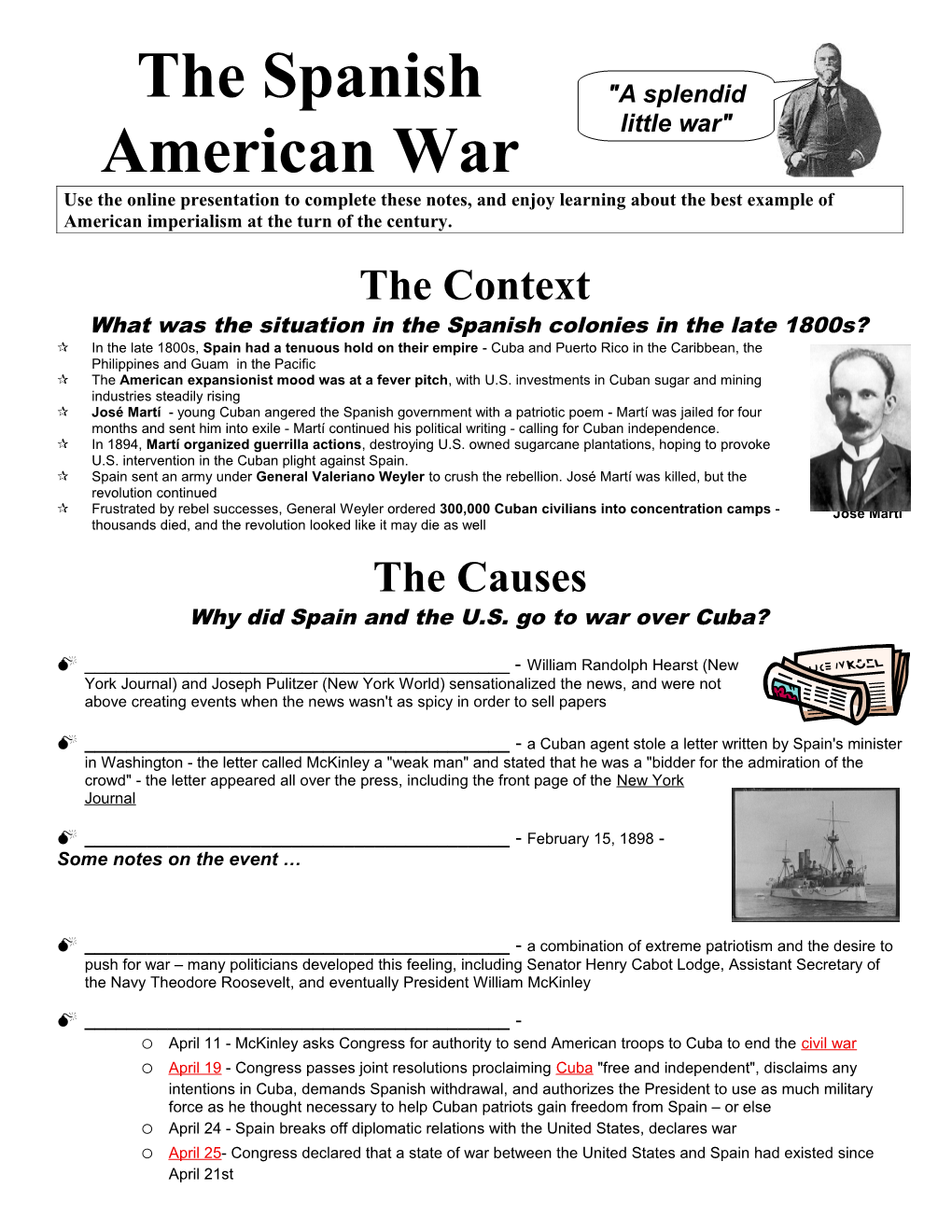 Imperialism and the Spanish American War