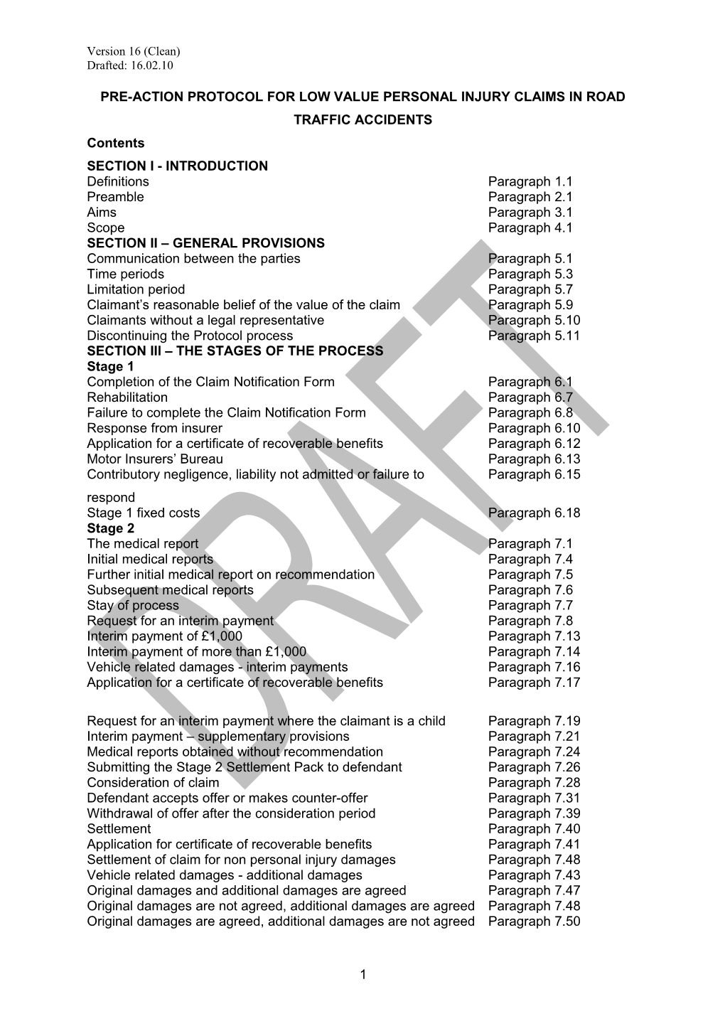 Pre-Action Protocol for Personal Injuries in Road Traffic Accidents