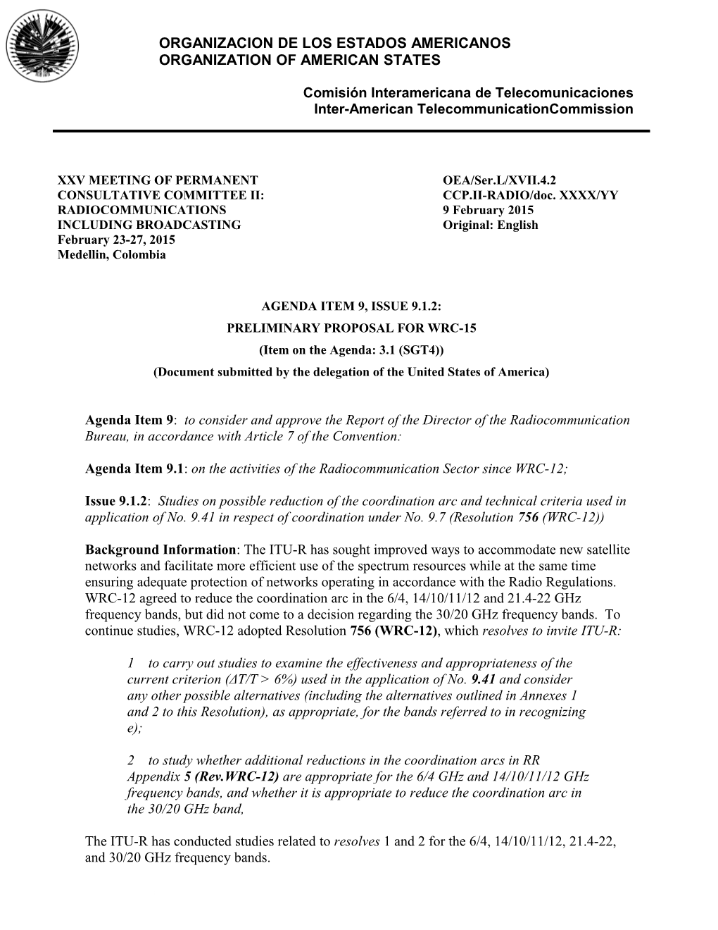 Agenda Item 9.1: on the Activities of the Radiocommunication Sector Since WRC-12;