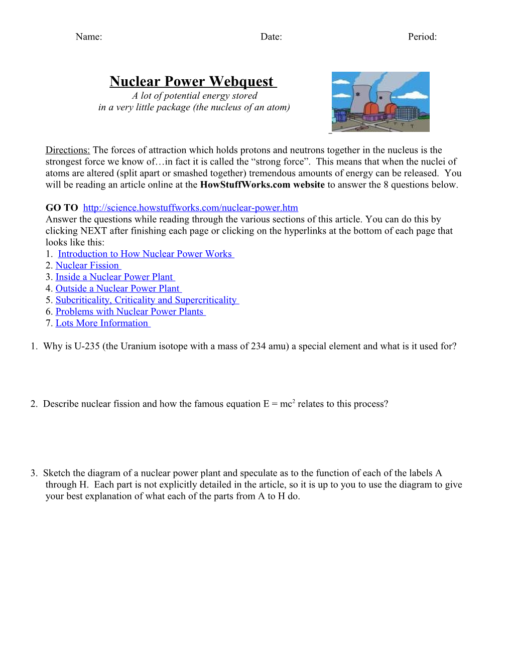 Nuclear Power Webquest