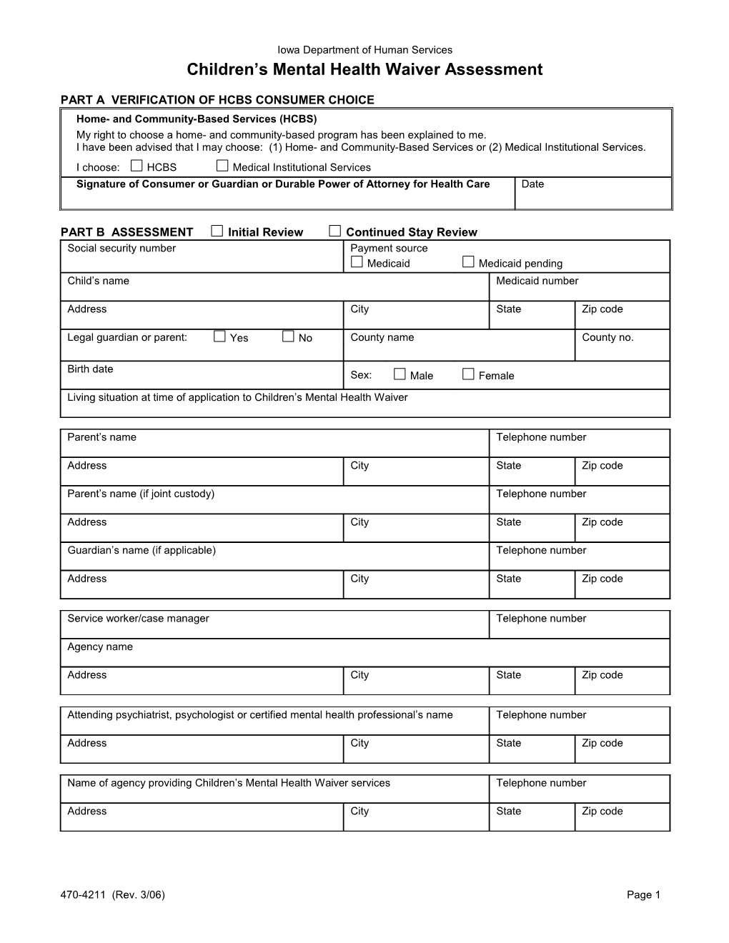 Children S Mental Health Waiver Assessment