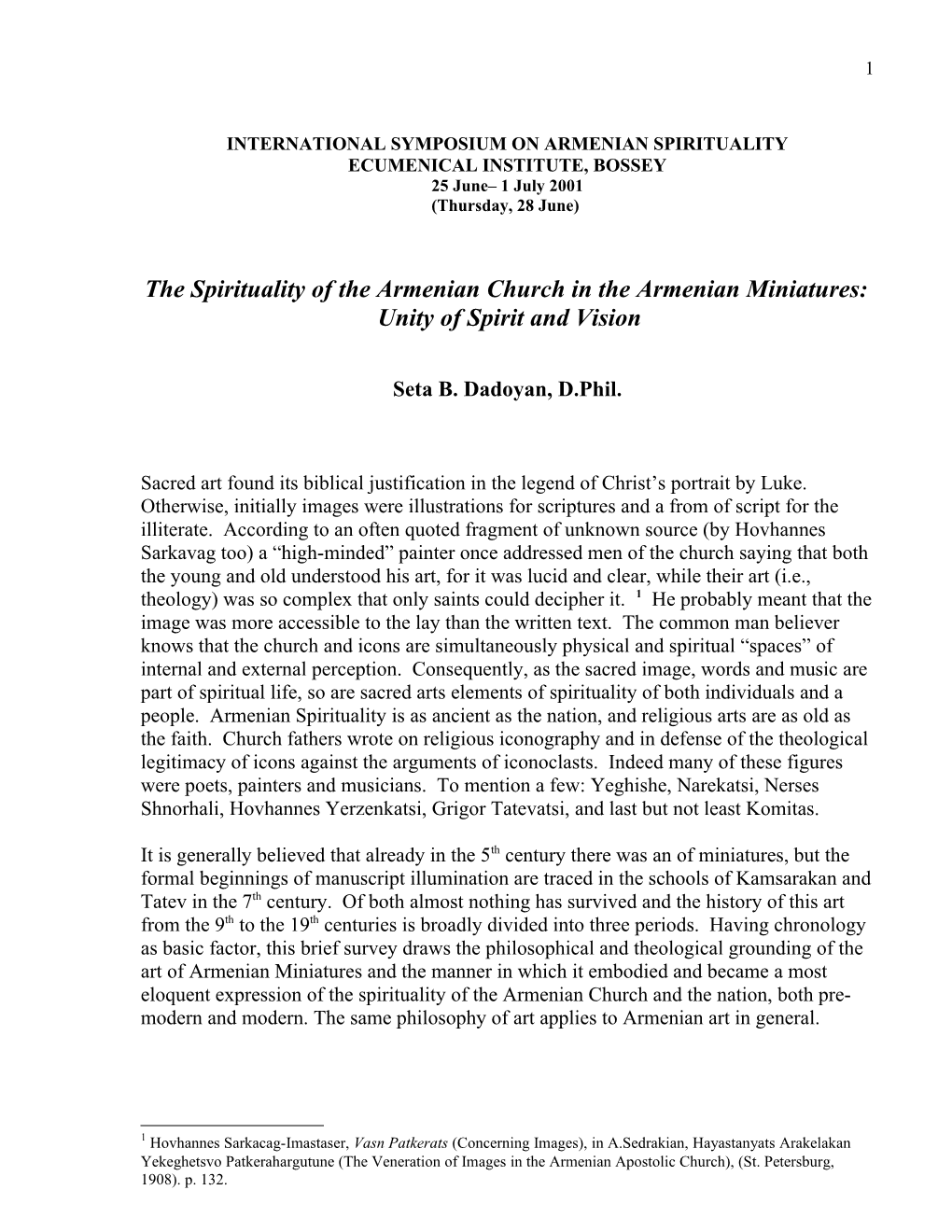 International Symposium on Armenian Spirituality