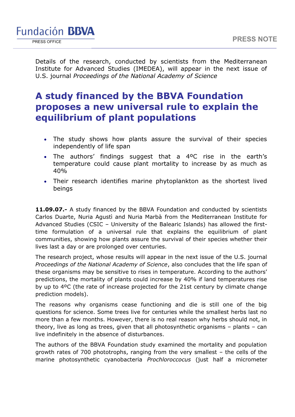 Duarte. Equilibrium of Plant Populations