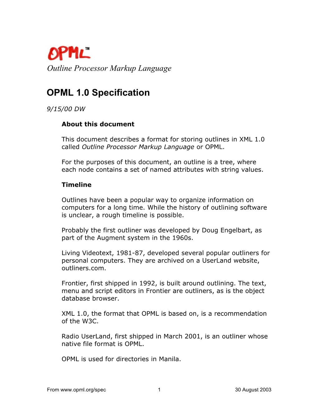 OPML 1.0 Specification