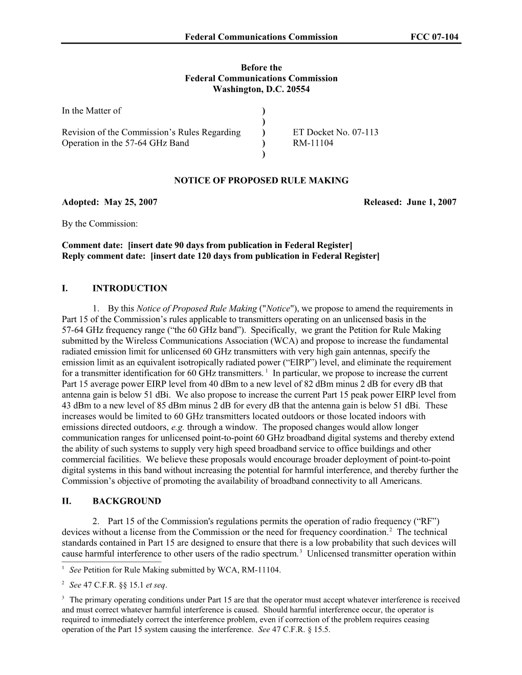 Federal Communications Commission FCC 07-104