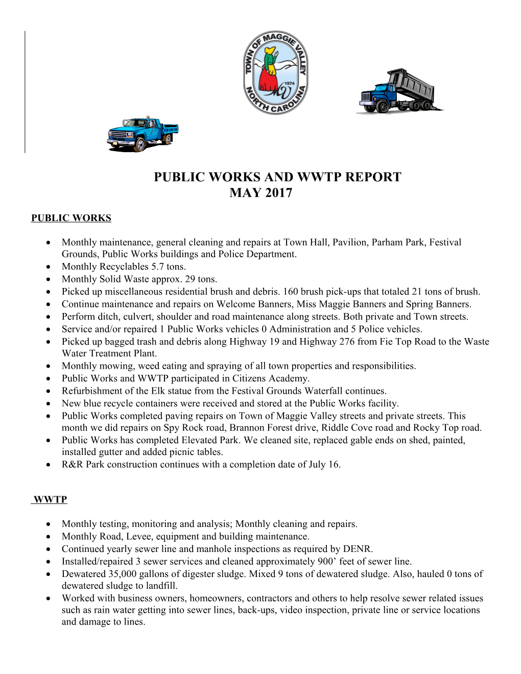 Public Works and Wwtp Report