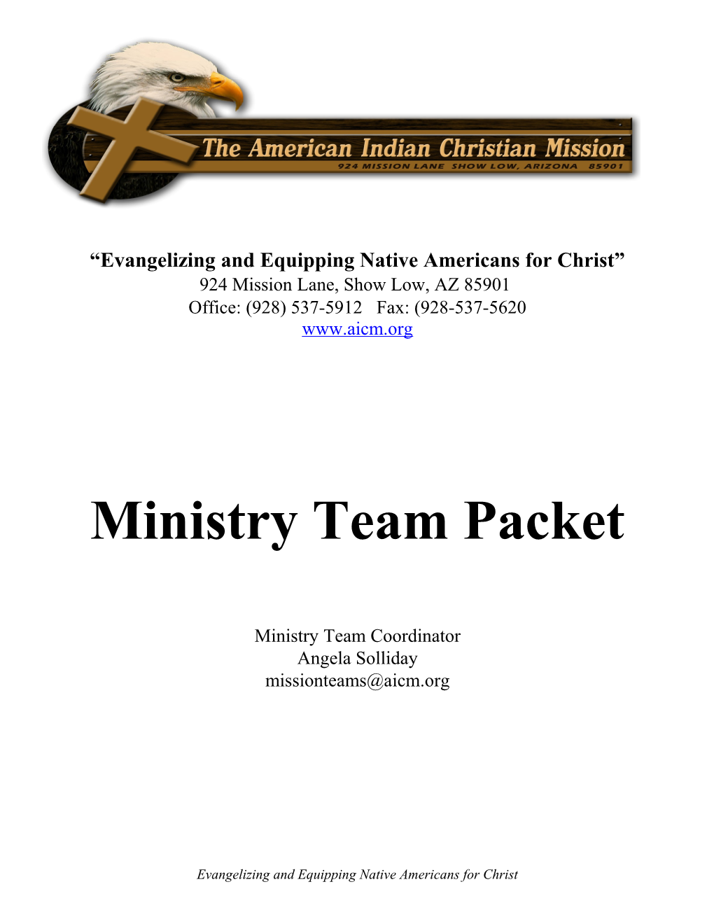 Ministry Team Packet