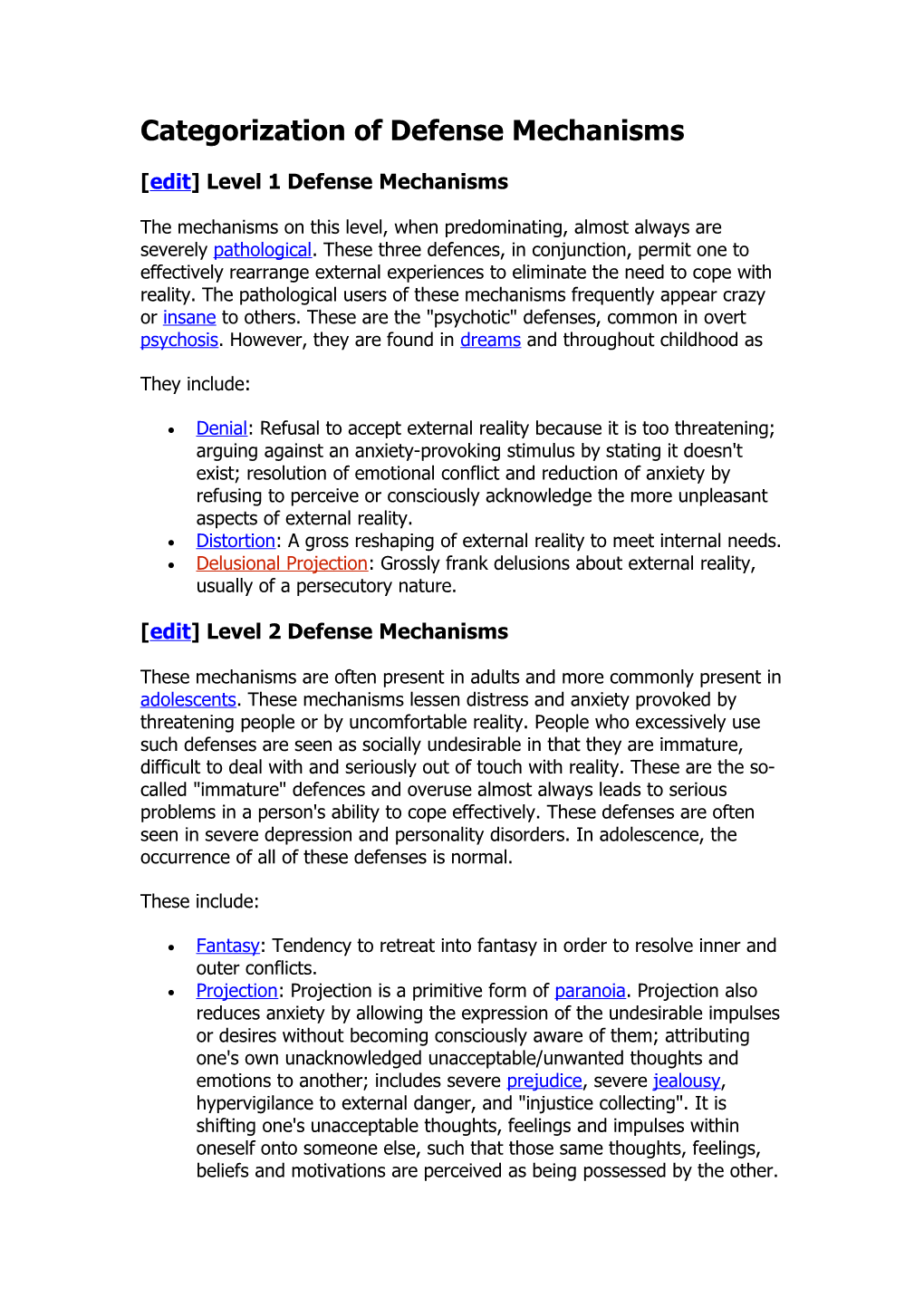 Categorization of Defense Mechanisms