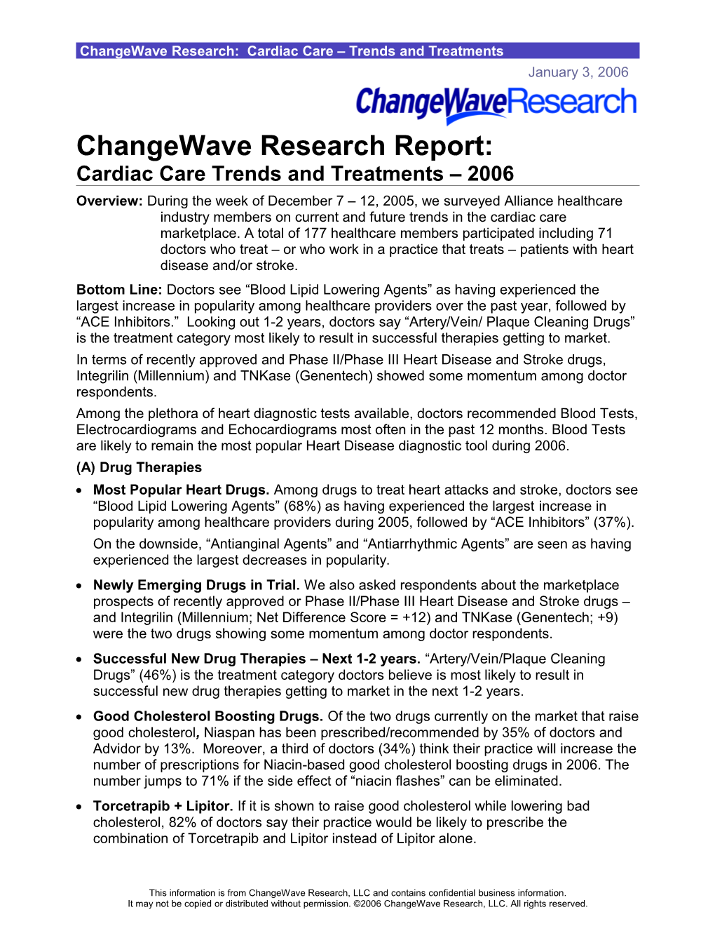 Changewave Research: Cardiac Care Trends and Treatments