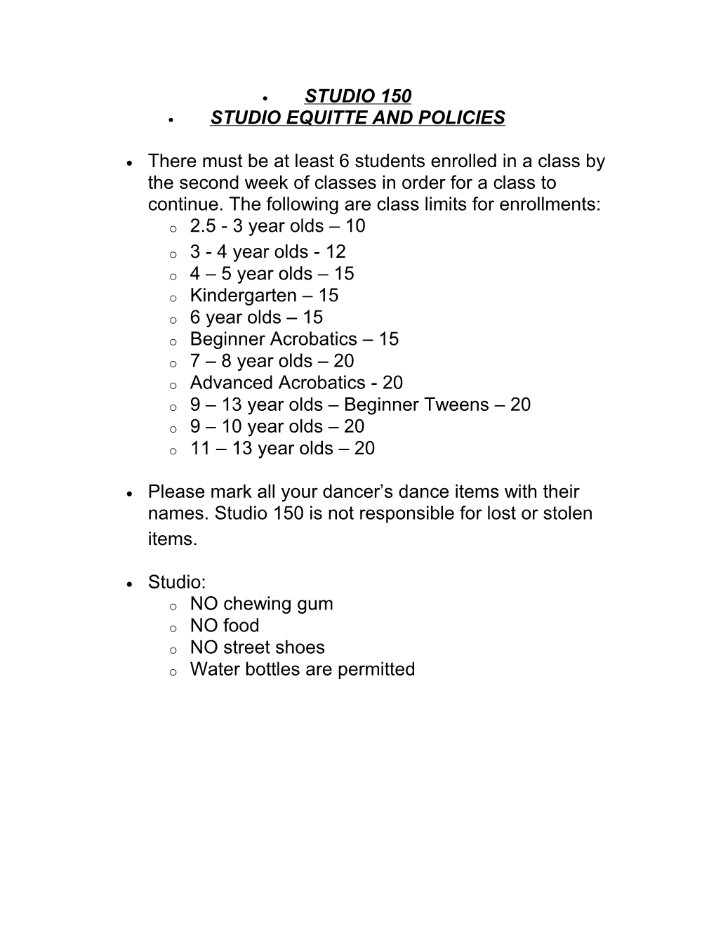 Studio Equitte and Policies