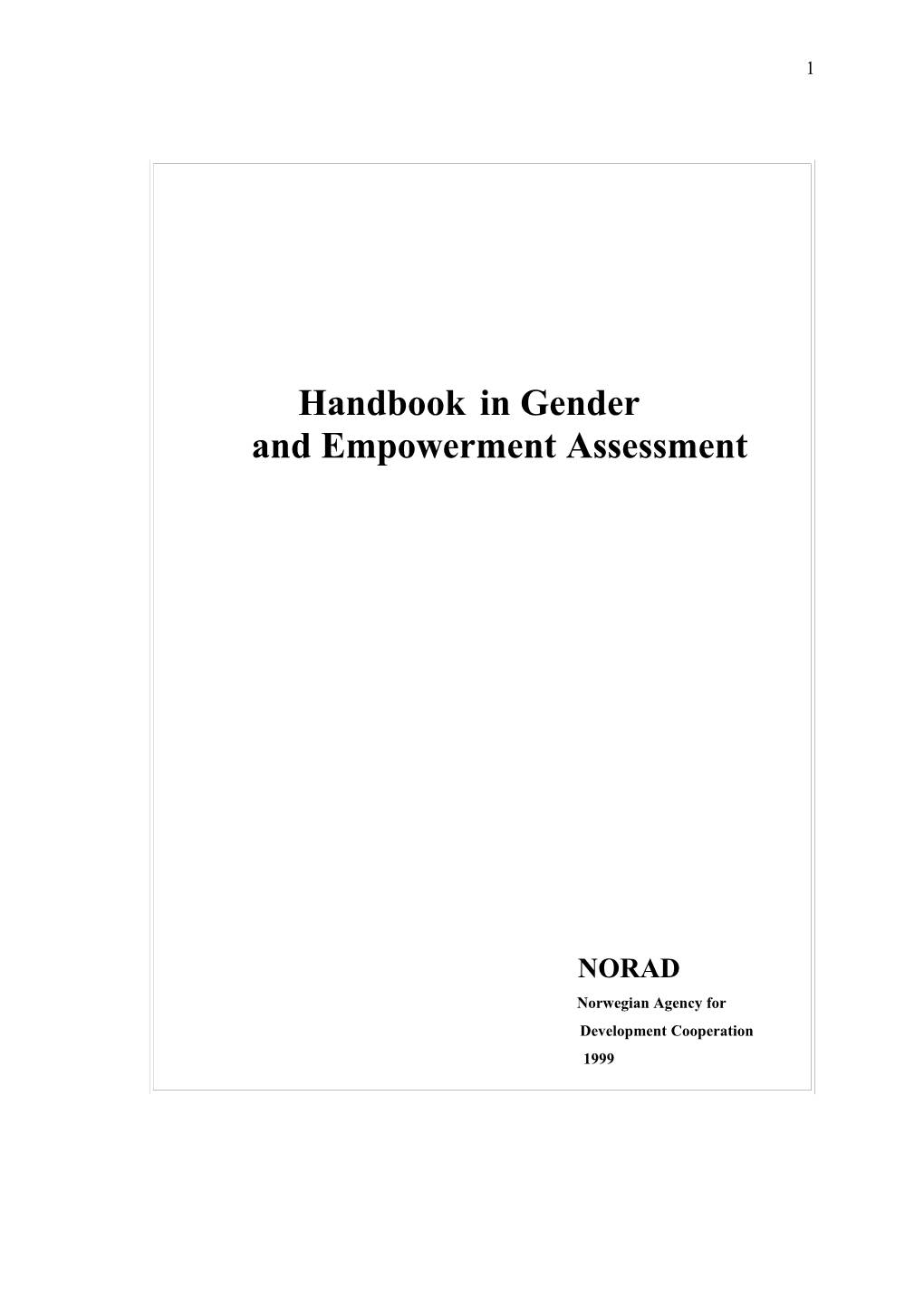 Handbook in Gender