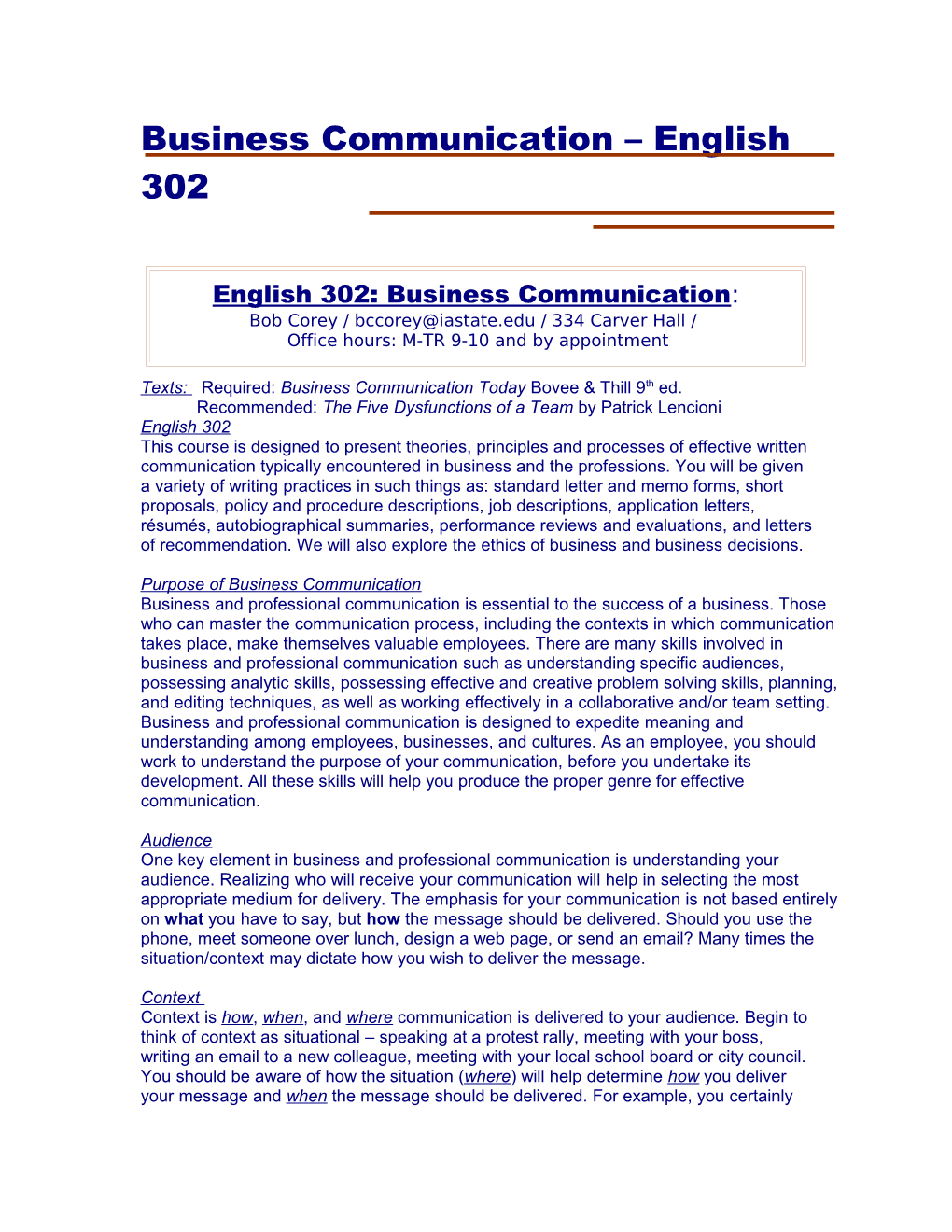 Business Communication English 302