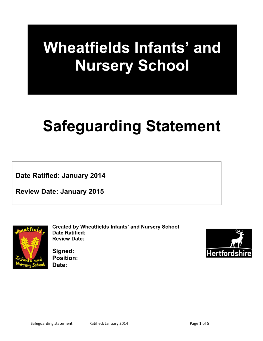 Wheatfields Junior School Safeguarding Statement