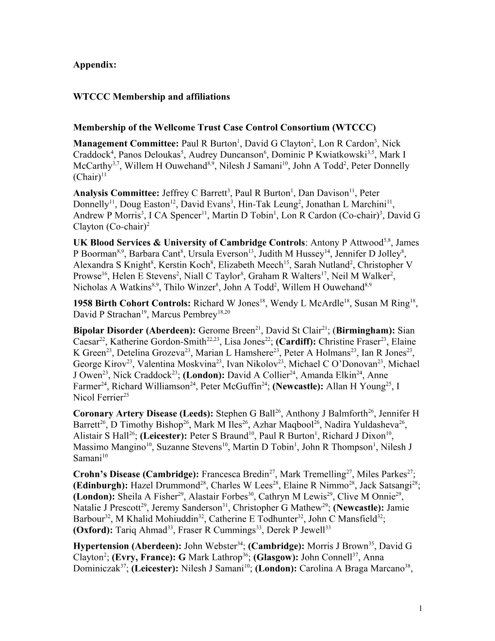 Appendix A: WTCCC Membership and Affiliations