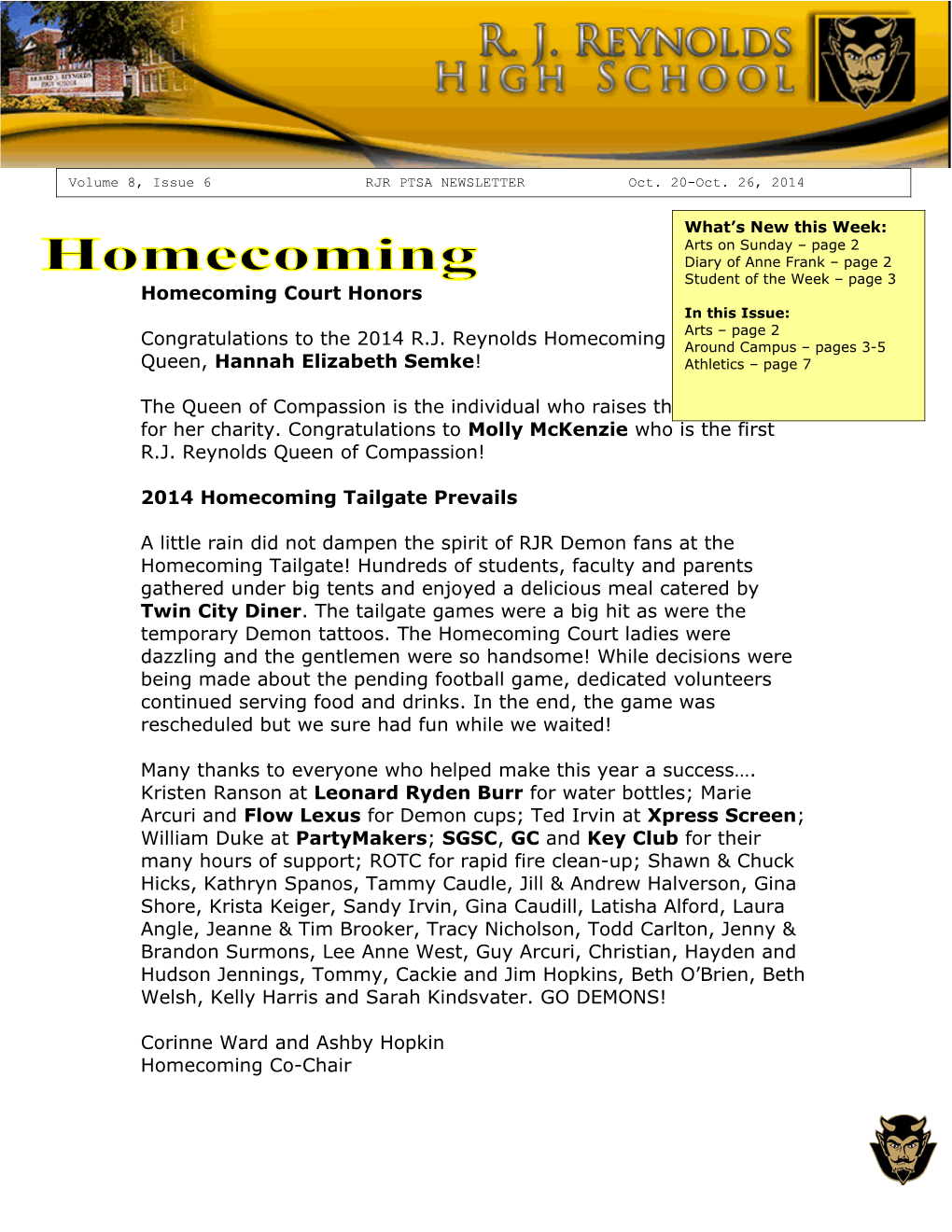 Homecoming Court Honors