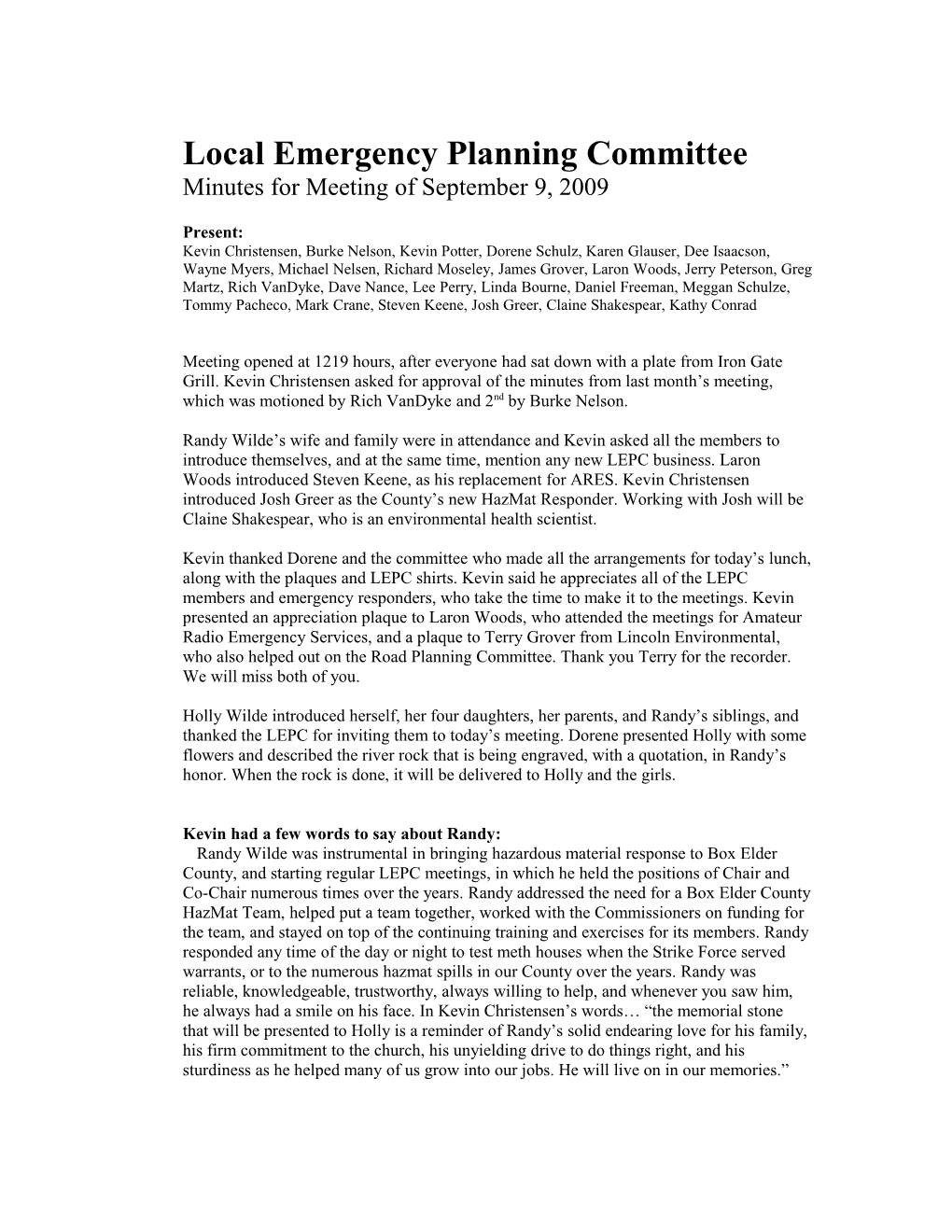 Local Emergency Planning Committee