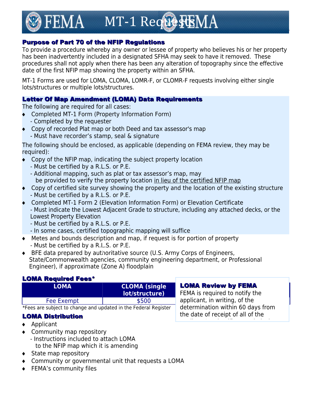 FEMA Letter of Map Change Submittal Requirements