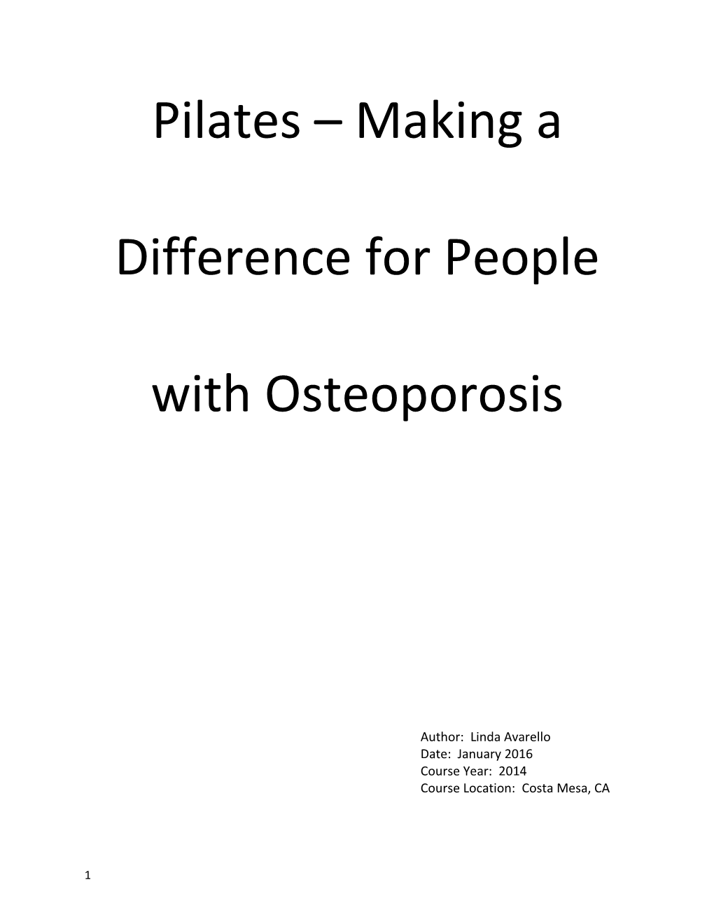 Pilates Making a Difference for People with Osteoporosis