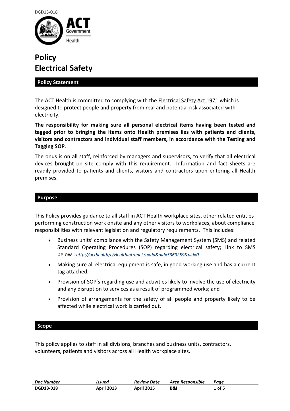 Electrical Safety Policy