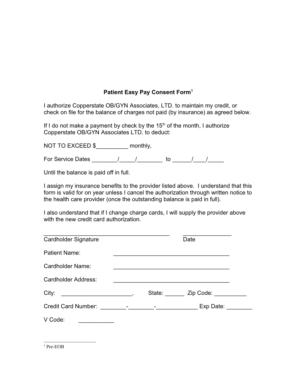 Patient Easy Pay Consent Form 1