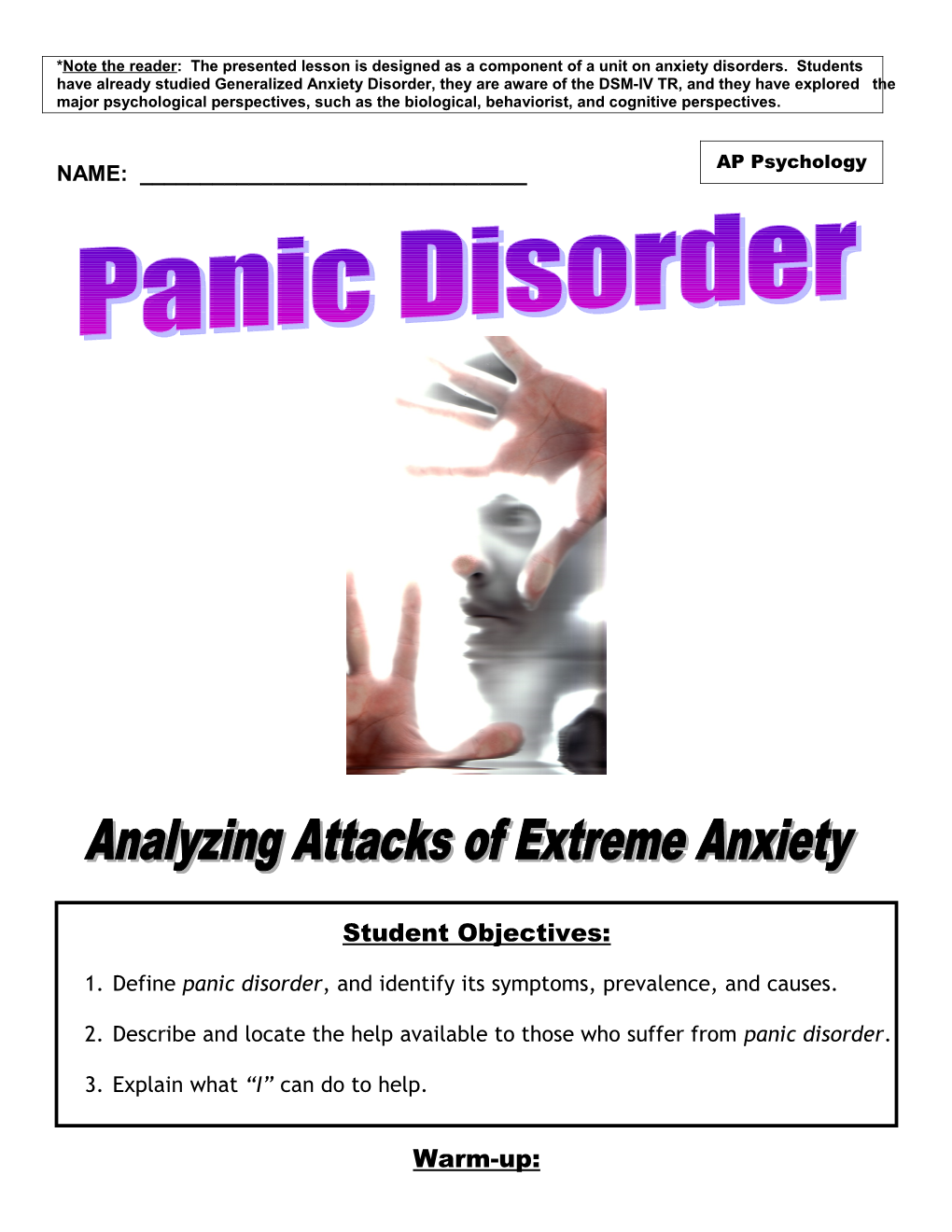 Panic Disorder Handout