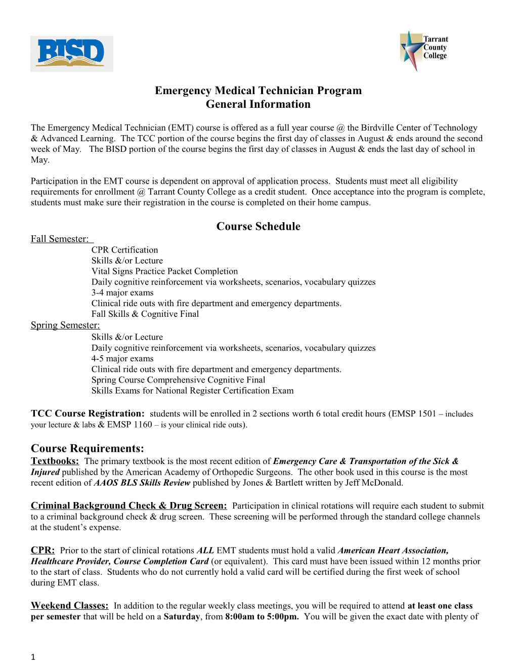 Emergency Medical Technician Program