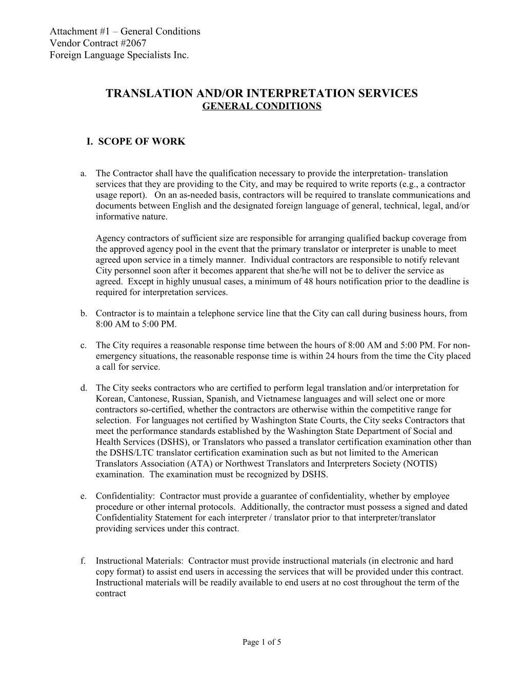 Translation And/Or Interpretation Services