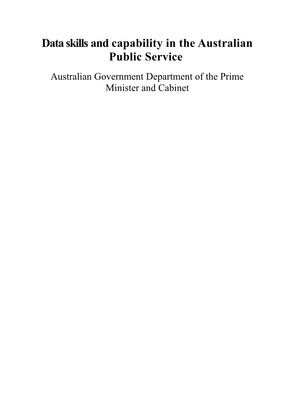 Data Skills and Capability in the Australian Public Service