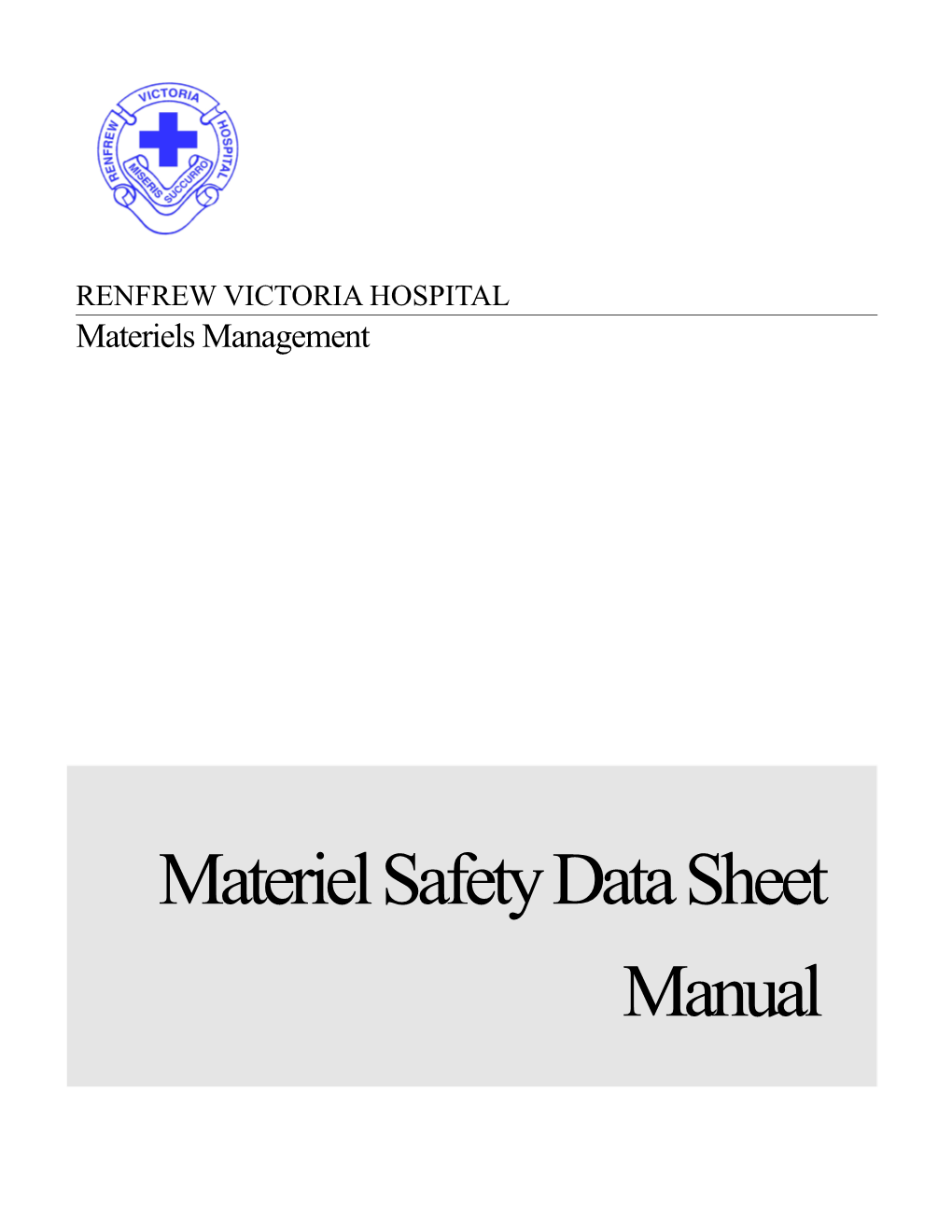 Materiel Safety Data Sheet Manual