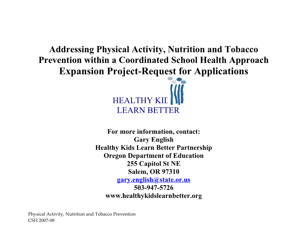 Addressing Physical Activity, Nutrition and Tobacco Prevention Within a Coordinated School