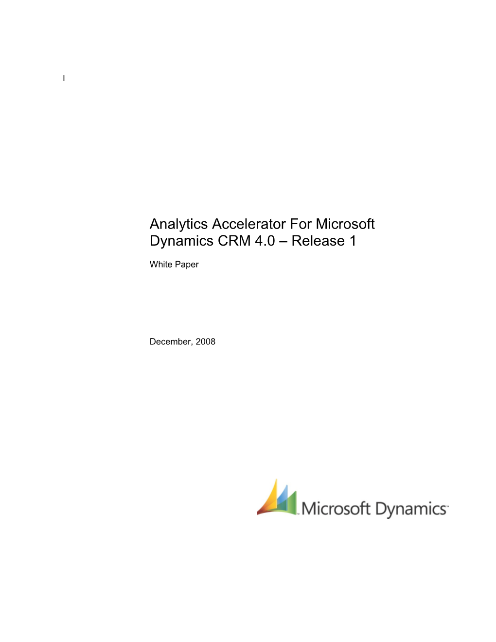 Microsoft CRM Analytics Whitepaper (Release 1)