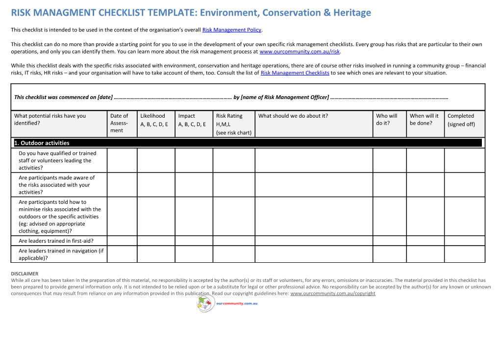 Environment, Conservation and Heritage