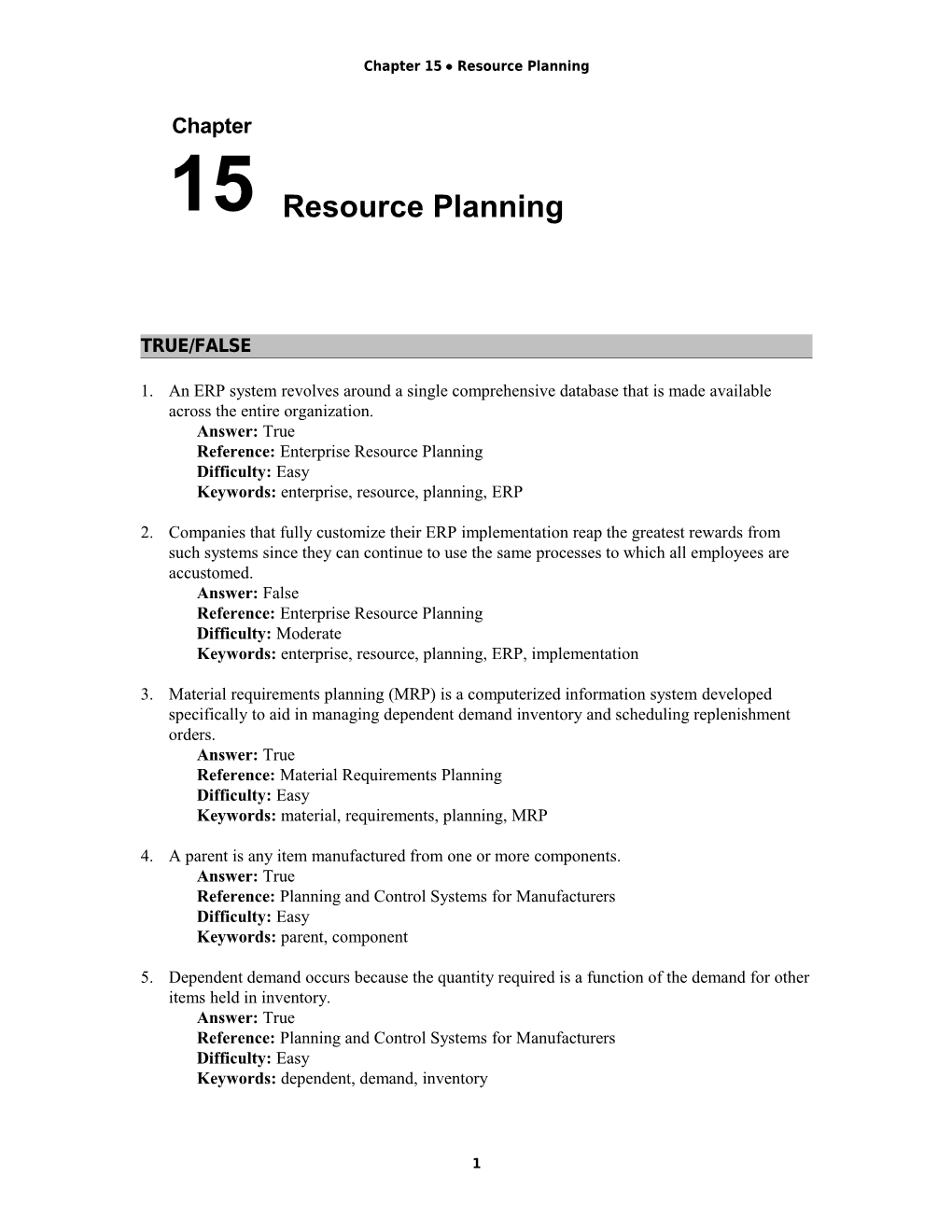 Chapter 15 Resource Planning