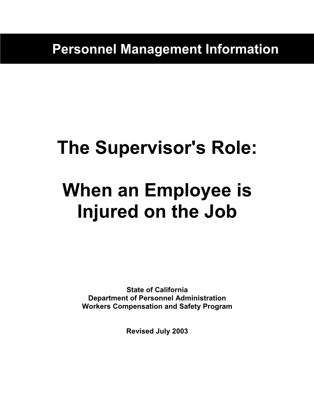The Supervisor's Role In