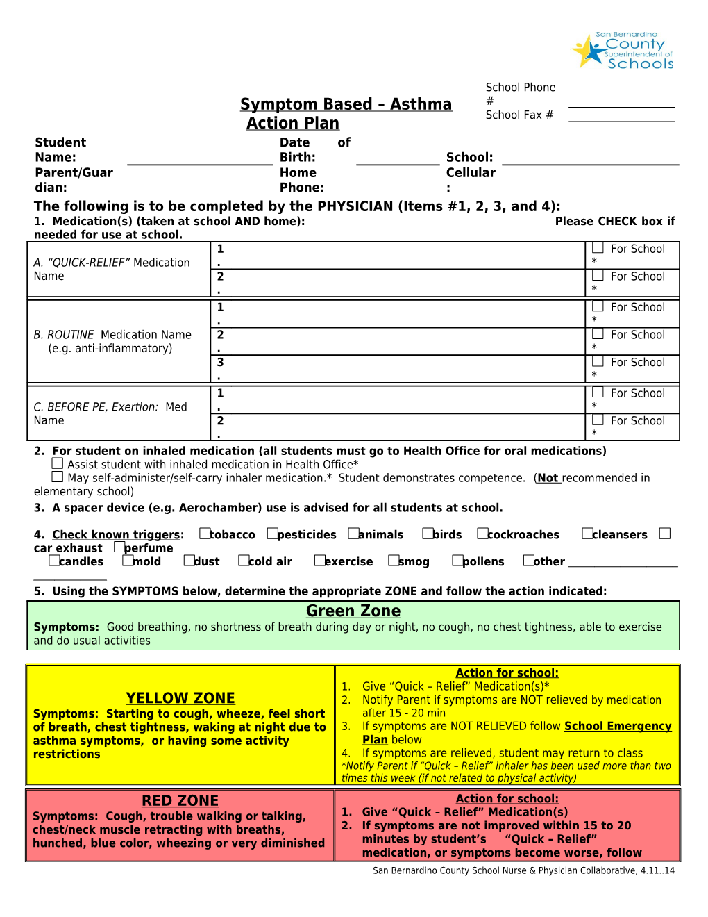 Symptom Based Asthma Action Plan