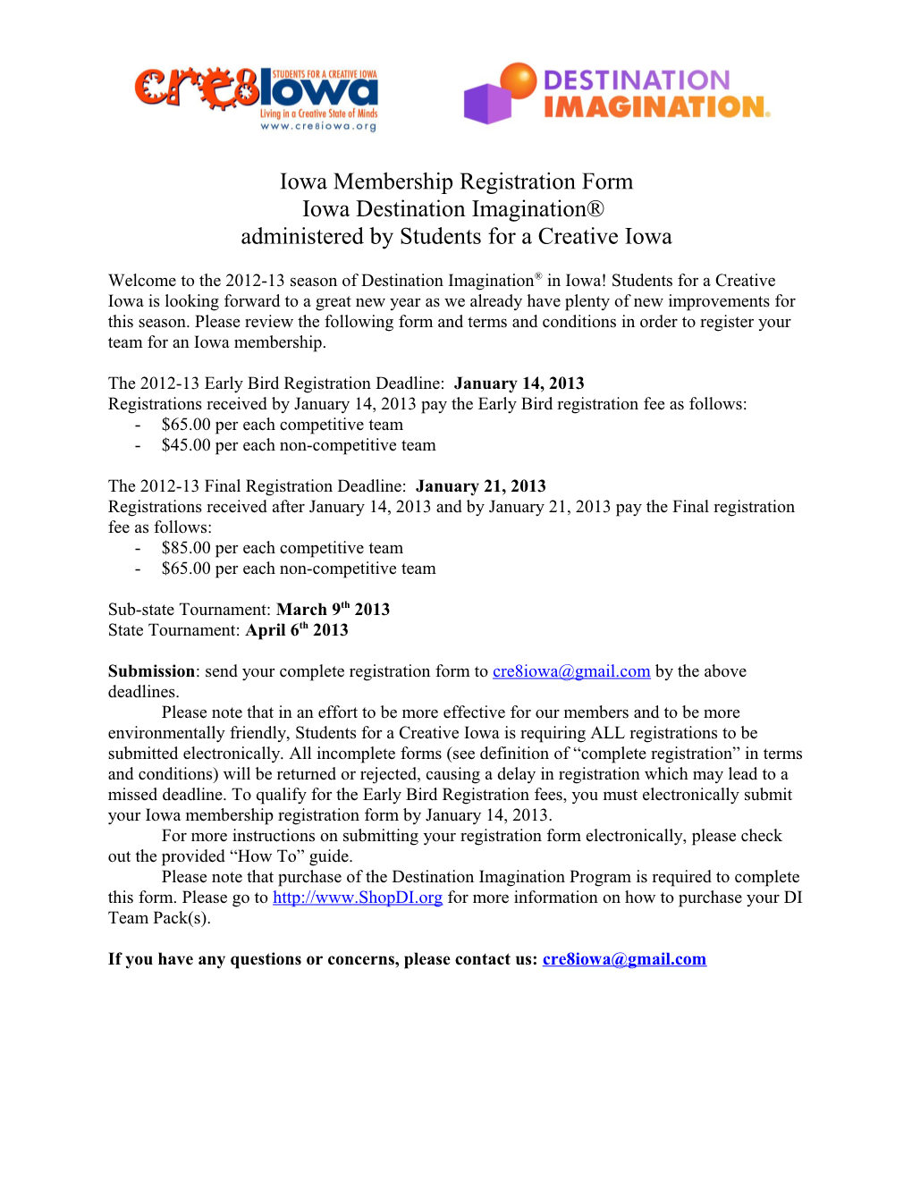 Iowa Membership Registration Form