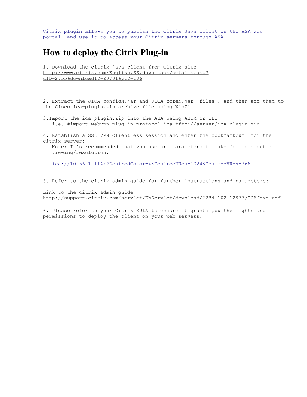 How to Deploy the Citrix Plug-In