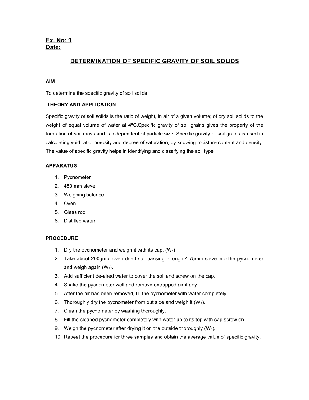 Determination of Specific Gravity of Soil Solids