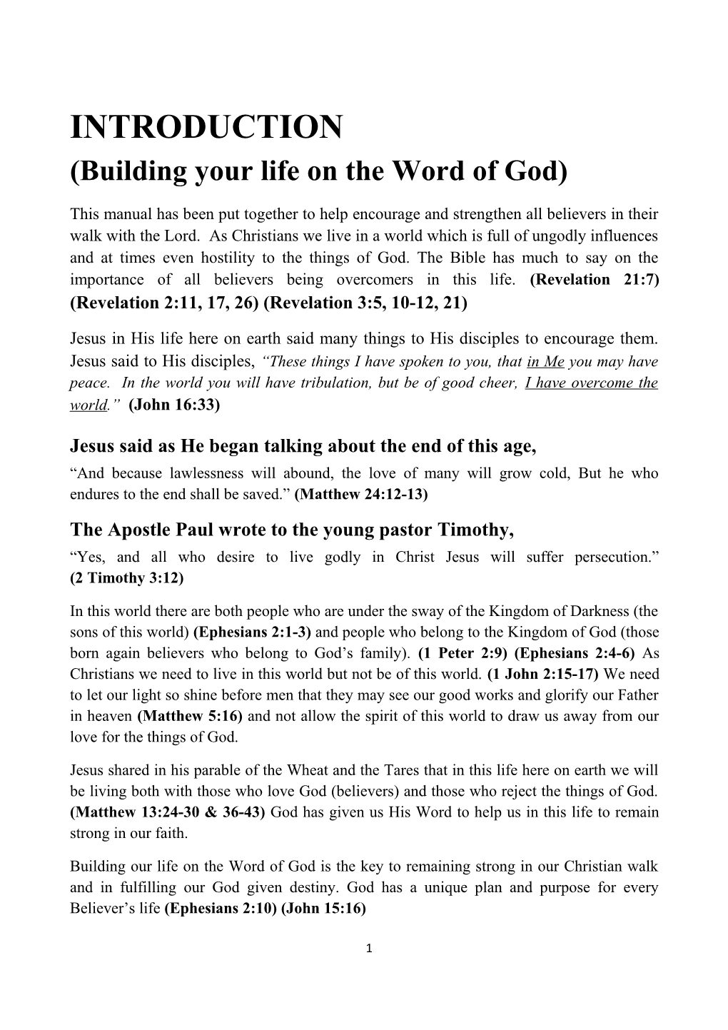 Building Your Life on the Word of God